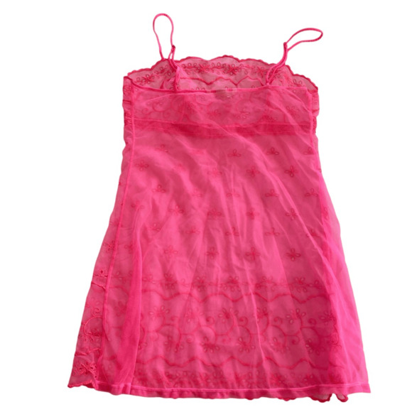 Victoria's Secret Pink Sheer Lace Empire Camisole Lingerie Nightgown Tank Medium - Picture 4 of 6